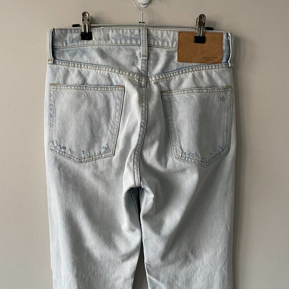 Rag & Bone Maya High Rise Slim Denim Jeans Light Wash Raven With Holed Blue 27 - Picture 7 of 11